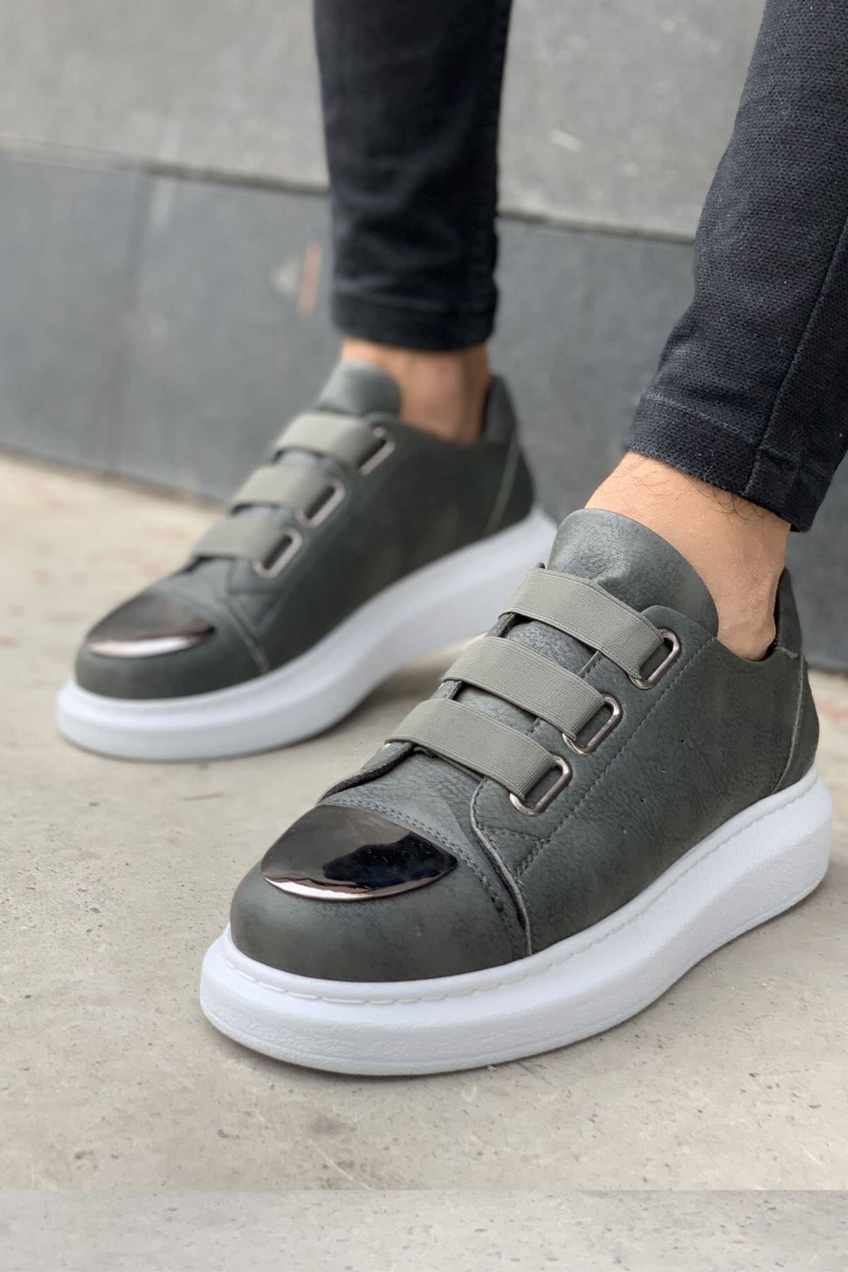 Marsetti Herren Khaki Slip-On Dicke Sohle Orthopädische Freizeitschuhe
