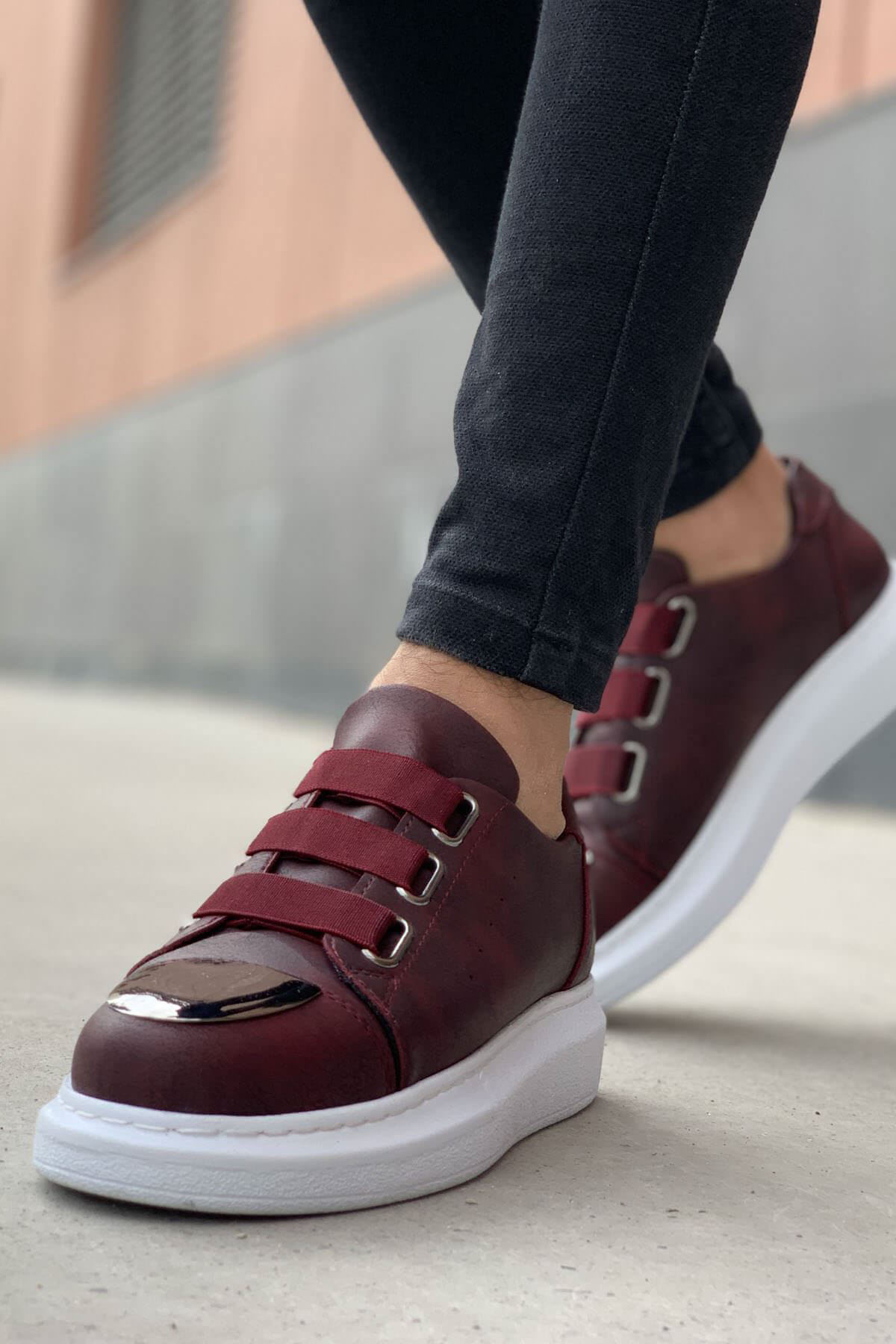 Marsetti Herren Bordeaux Slip-On Dicke Sohle Orthopädische Freizeitschuhe