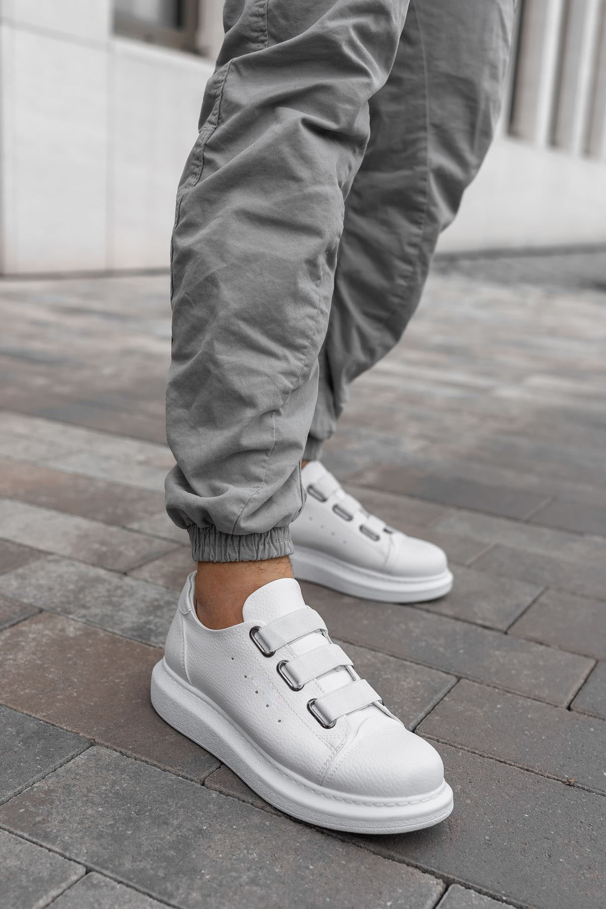 Marsetti Herren Weiß Elastisch Dicke Sohle Freizeitschuhe