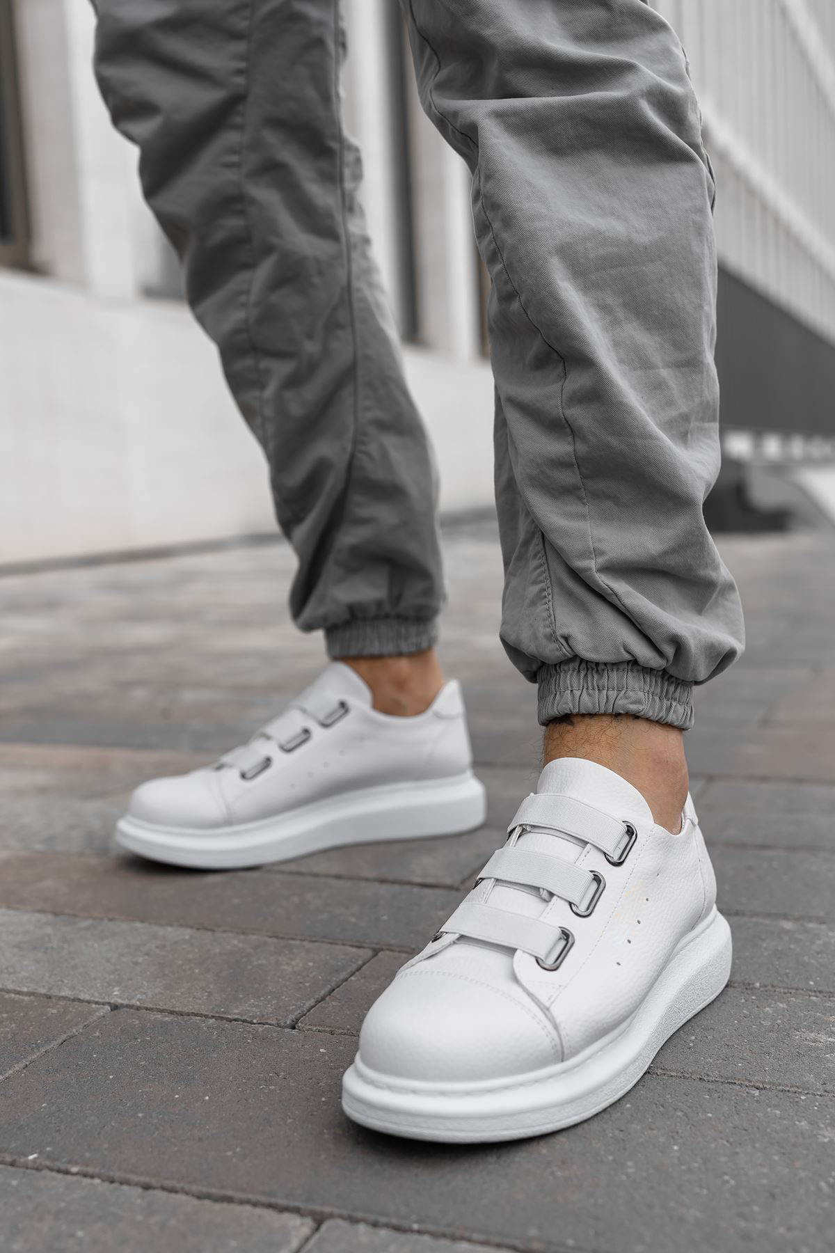 Marsetti Herren Weiß Elastisch Dicke Sohle Freizeitschuhe