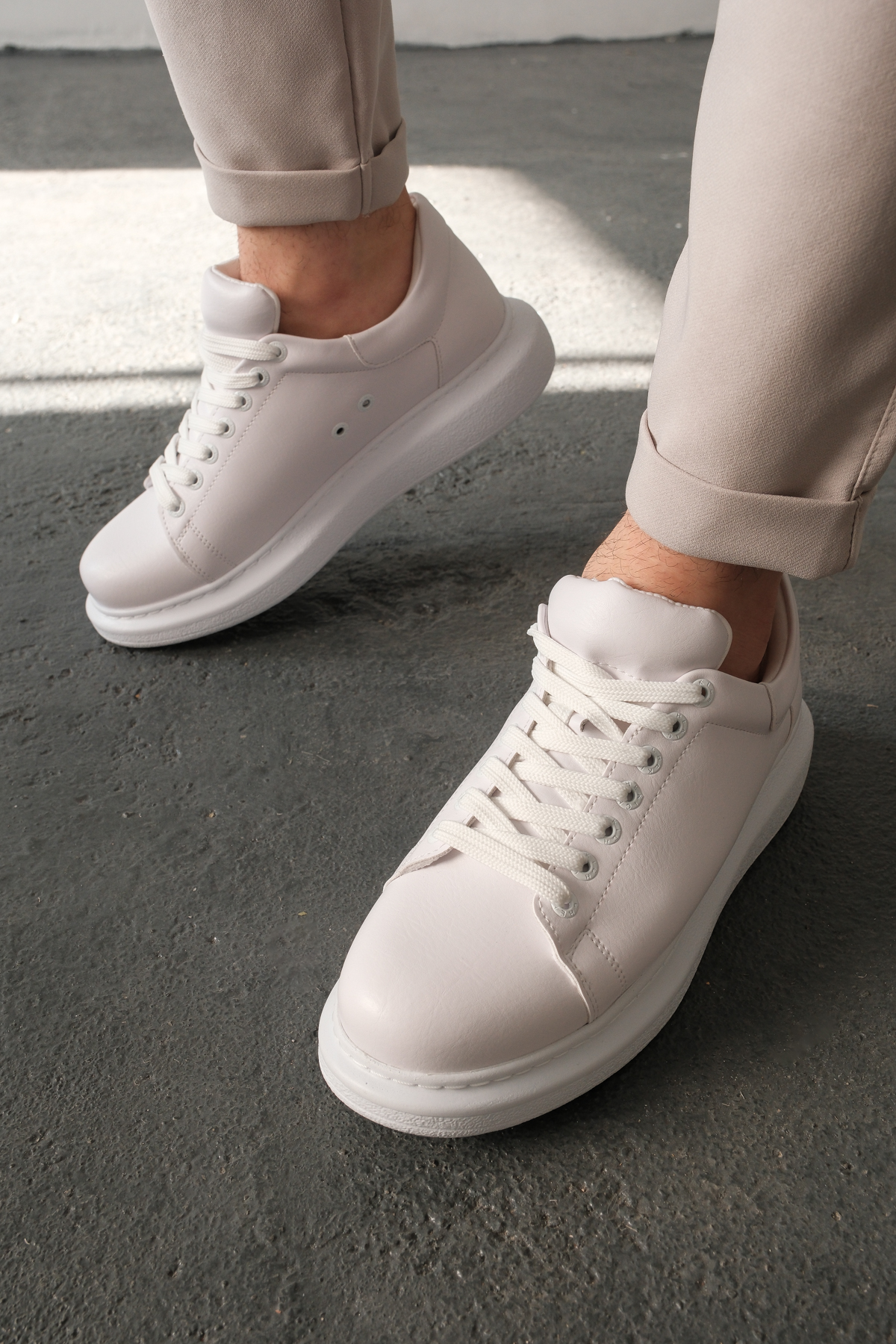 Marsetti Erkek Beyaz Deri Günlük Ayakkabı Sneaker Modeli