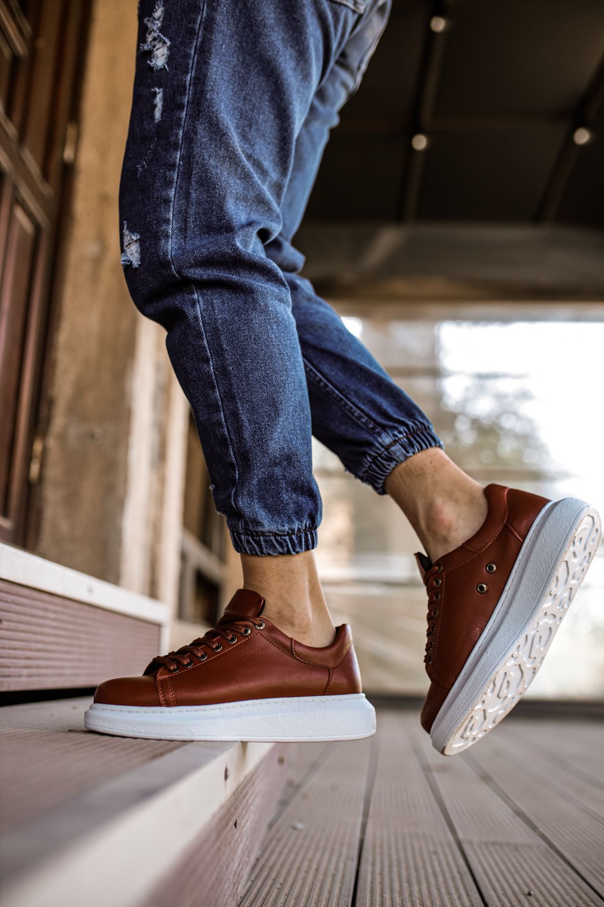 Marsetti Herren Braune Leder Freizeitschuhe