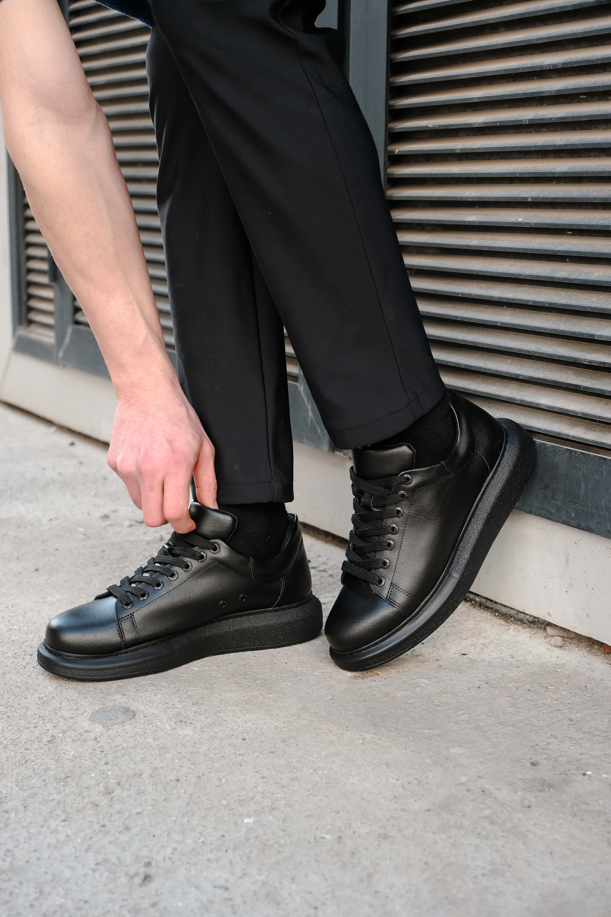 Marsetti Herren Schwarze Leder Freizeitschuhe