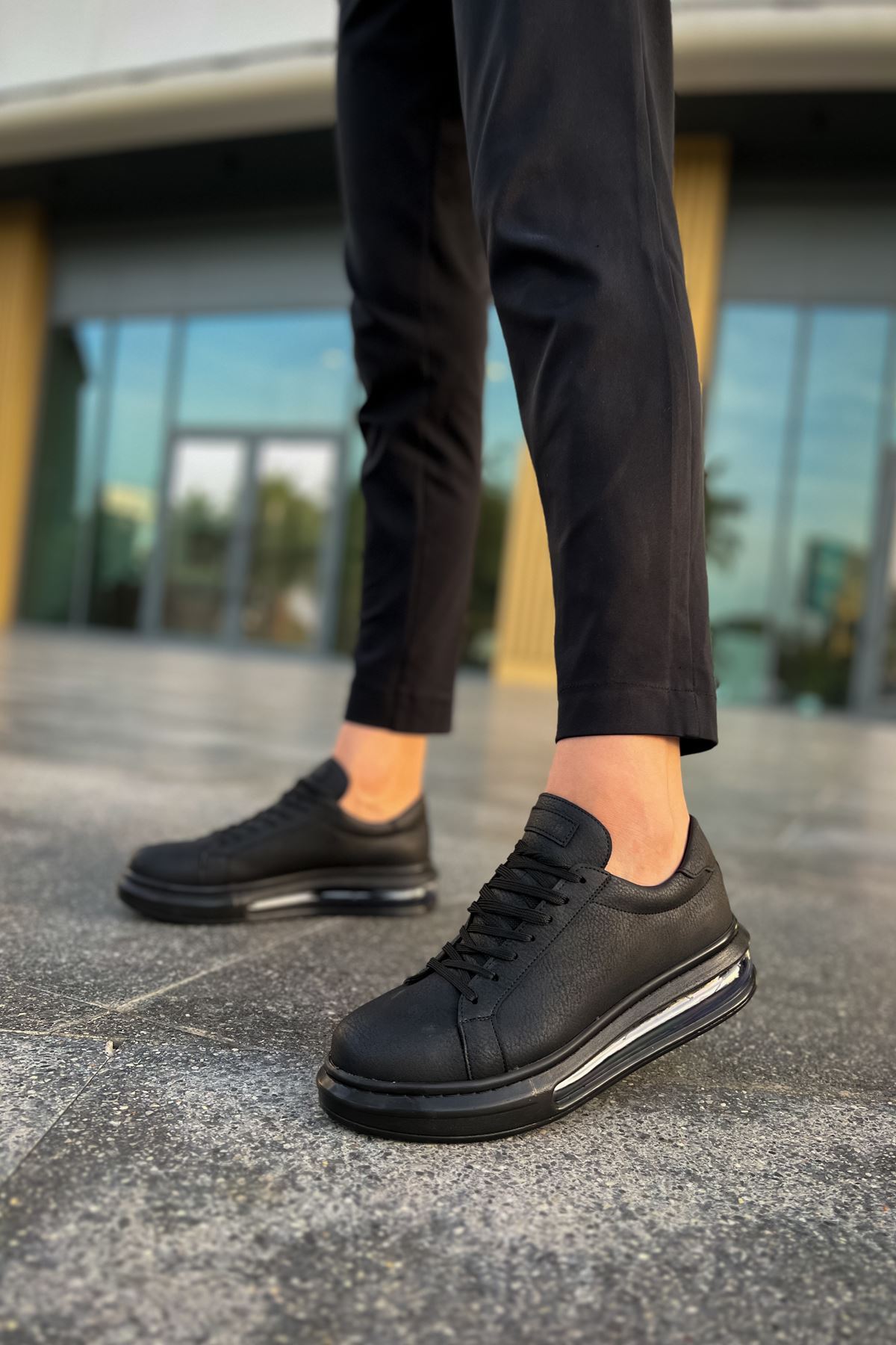 Marsetti Herren Schwarz Casual Dicksohle Orthopädische Schnür Schuhe