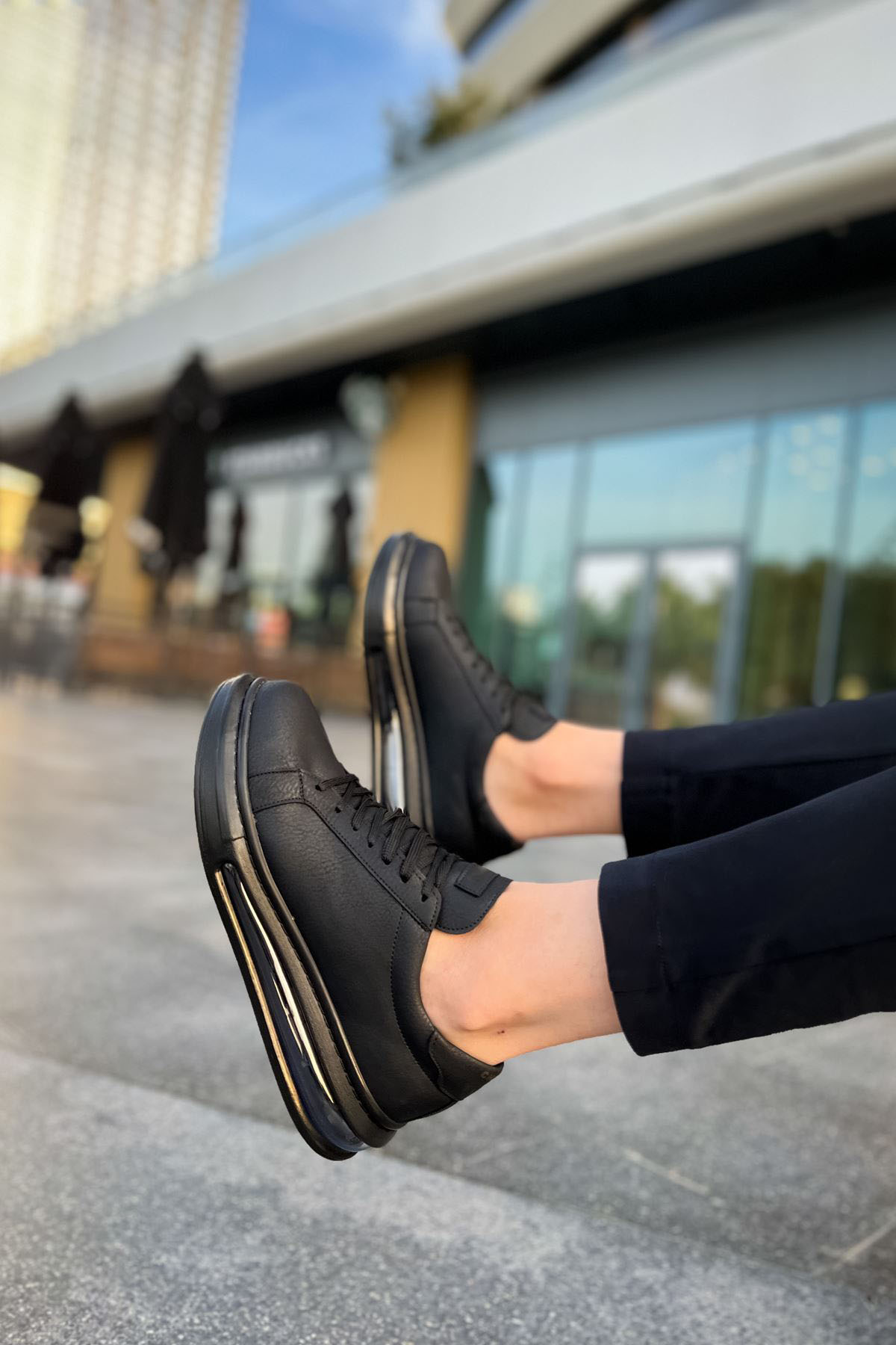 Marsetti Herren Schwarz Casual Dicksohle Orthopädische Schnür Schuhe