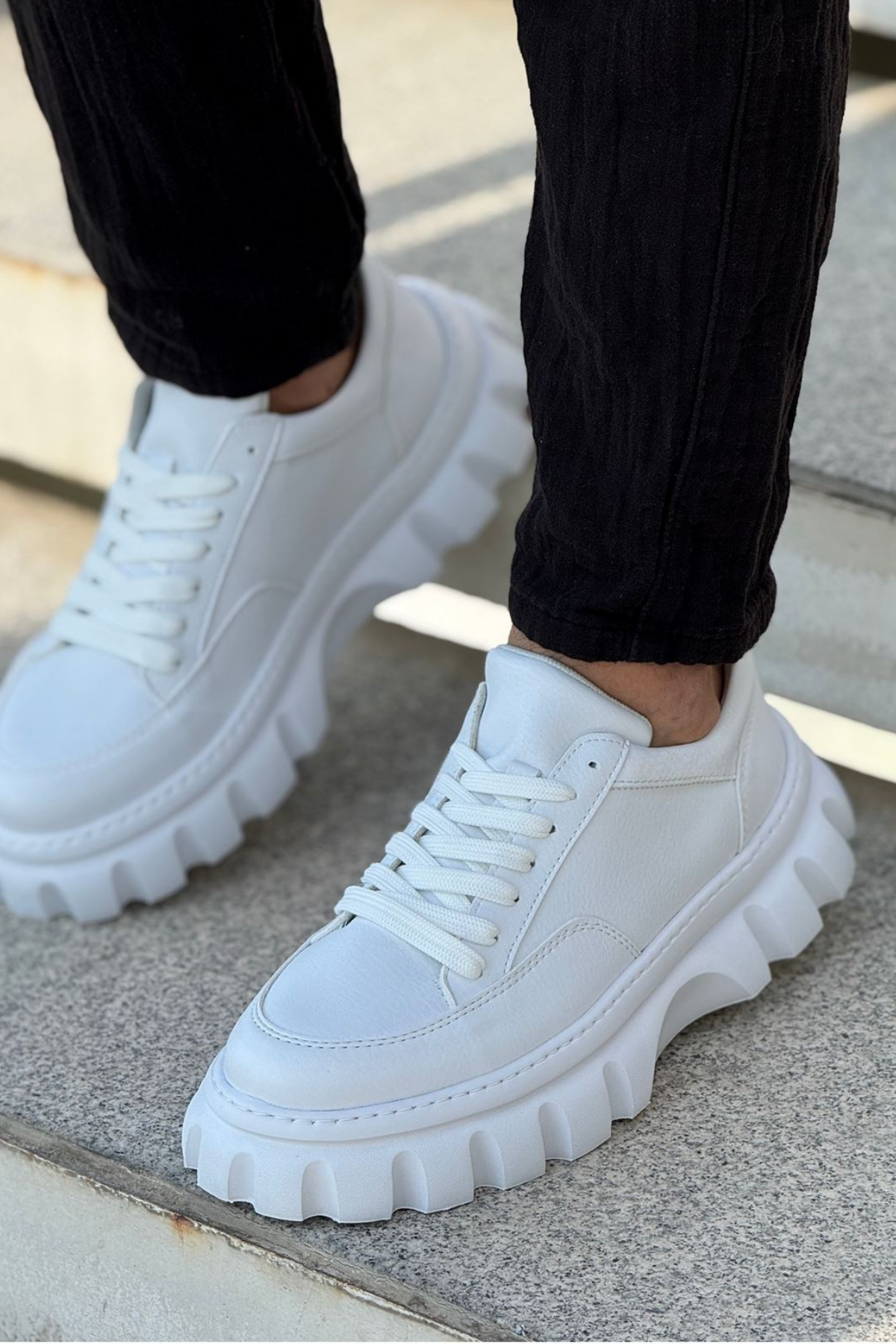 Marsetti Herren Weiße Dicke Sohle Freizeitschuhe
