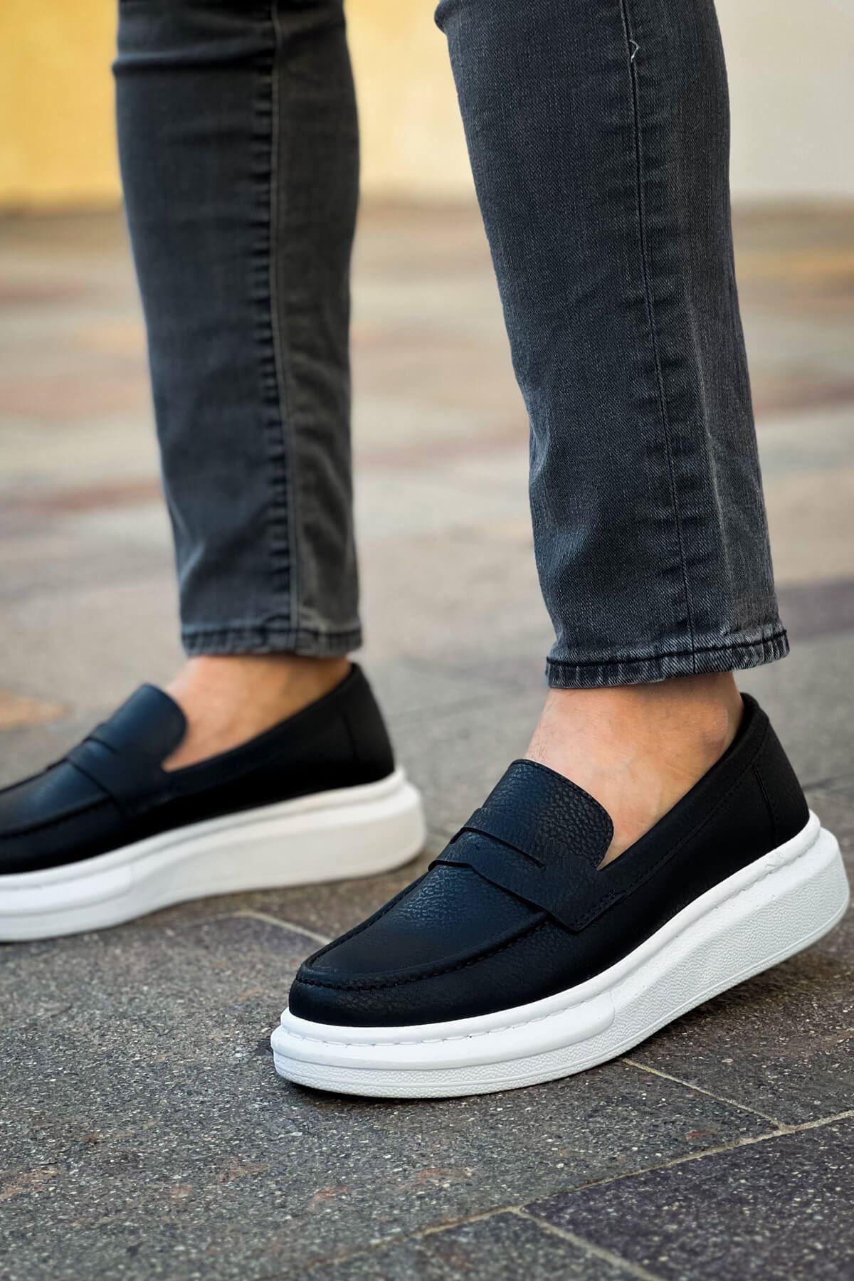 Marsetti Herren Schwarz Casual Dicke Sohle Orthopädisch Slip-On Schuhe