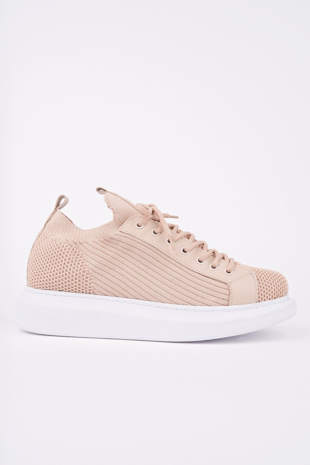 Marsetti Herren Beige Textil Casual Schnür Dicke Sohle Orthopädische Schuhe
