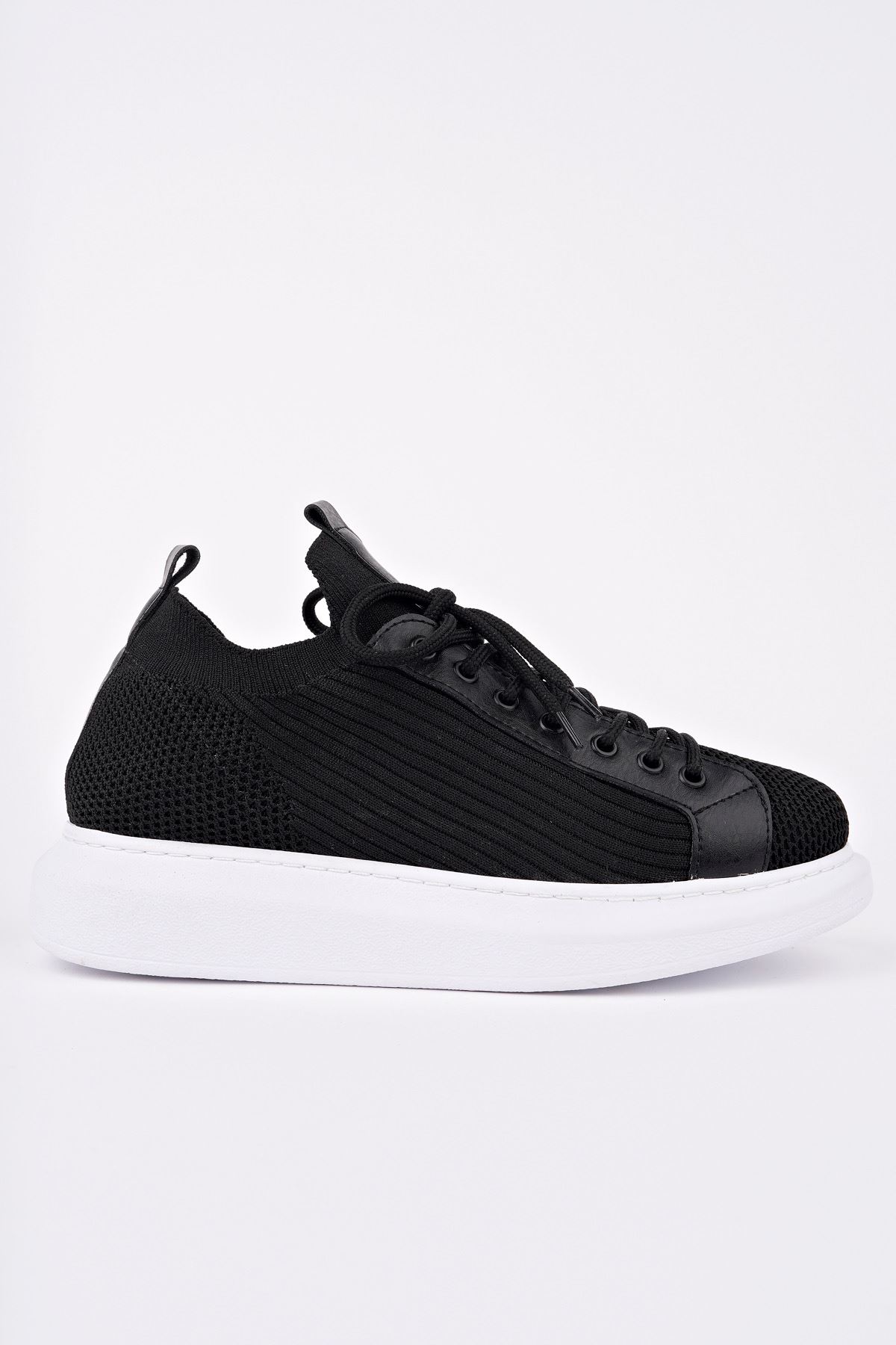 Marsetti Herren Schwarz Casual Dicke Sohle Orthopädisch Schnür Sneaker